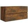 vidaXL Armoire de lavabo Ch&ecirc;ne fum&eacute; 90x38,5x45 cm Bois d'ing&eacute;nierie