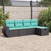 vidaXL Salon de jardin 5 pcs avec coussins noir r&eacute;sine tress&eacute;e