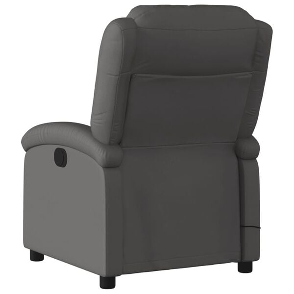 vidaXL Fauteuil de massage inclinable gris cuir véritable