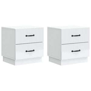 vidaXL Cabinet de chevet avec tiroir 2 pcs Blanc 43 x 34,5 x 44,5 cm