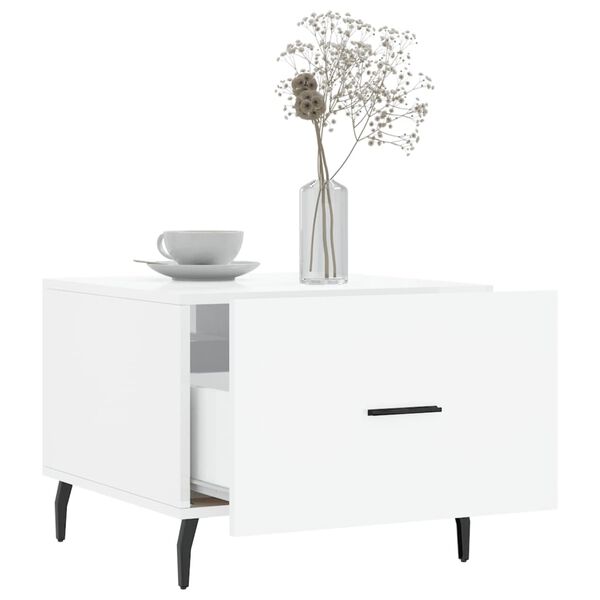 vidaXL Table basse blanc brillant 50x50x40 cm bois d'ingénierie