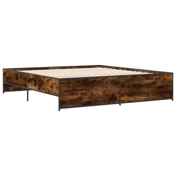 vidaXL Cadre de lit sans matelas ch&ecirc;ne fum&eacute; 180x200 cm