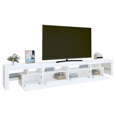 vidaXL Meuble TV avec lumières LED Blanc 260x36,5x40 cm