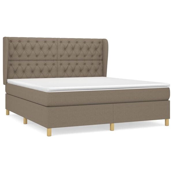 vidaXL Sommier &agrave; lattes de lit avec matelas Taupe 160x200 cm Tissu