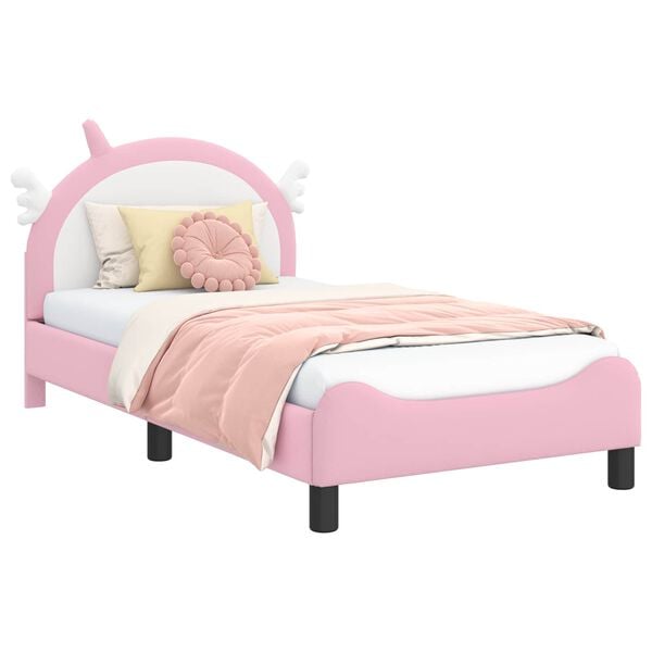 vidaXL Cadre de lit pour enfants avec tête de lit Rose 80 x 160 cm PU