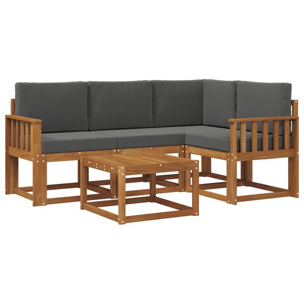 vidaXL Ensemble de canap&eacute;s d'ext&eacute;rieur 5 pcs Naturel et Anthracite