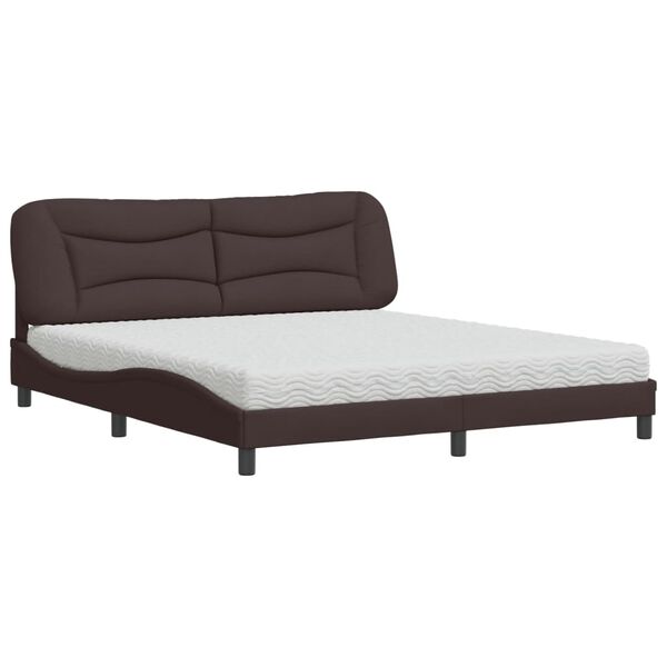 vidaXL Lit avec matelas Hvar marron fonc&eacute; 180x200 cm tissu
