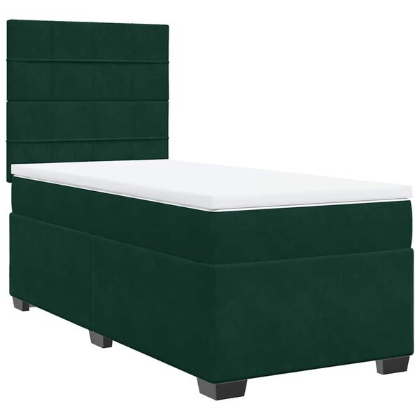 vidaXL Sommier &agrave; lattes de lit avec matelas Vert fonc&eacute; 100x200 cm