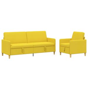 vidaXL Canap&eacute; avec rangement 2 pc Jaune clair Polyester