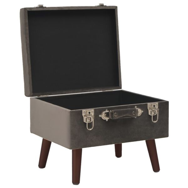 vidaXL Tabouret de rangement Gris 40 cm Velours