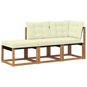 vidaXL 3 pc Canap&eacute;s modulaires d'ext&eacute;rieur Naturel et Cr&egrave;me