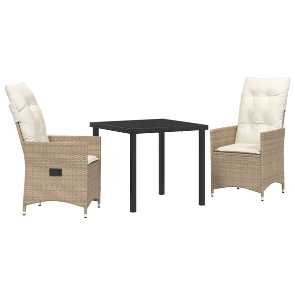 vidaXL Ensemble de salle &agrave; manger pour jardin 3 pcs Beige polyrotin