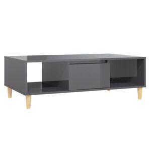vidaXL Table basse gris brillant 103,5x60x35 cm bois d'ing&eacute;nierie