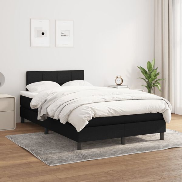vidaXL Sommier &agrave; lattes de lit avec matelas Noir 120x200 cm Tissu