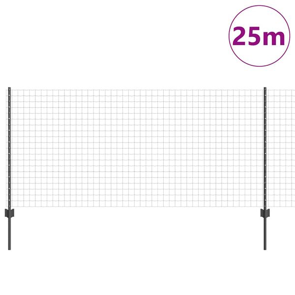 vidaXL Cl&ocirc;ture avec poteau Gris 1 x 25 m Acier et PVC