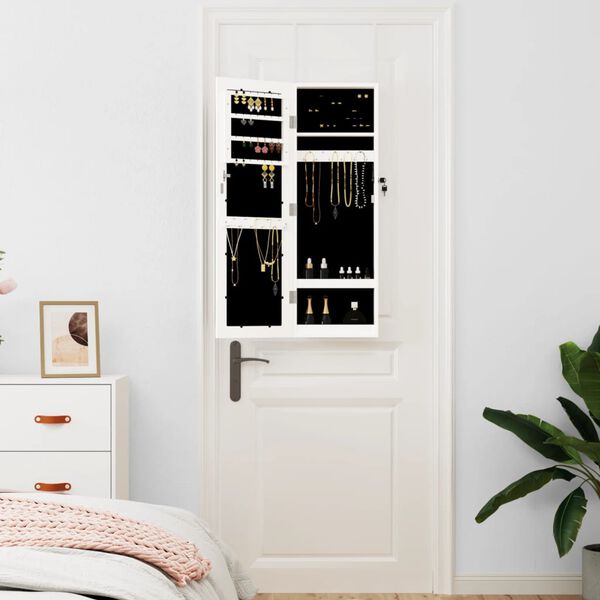 vidaXL Armoire &agrave; bijoux avec miroir murale blanc 30x8,5x90 cm