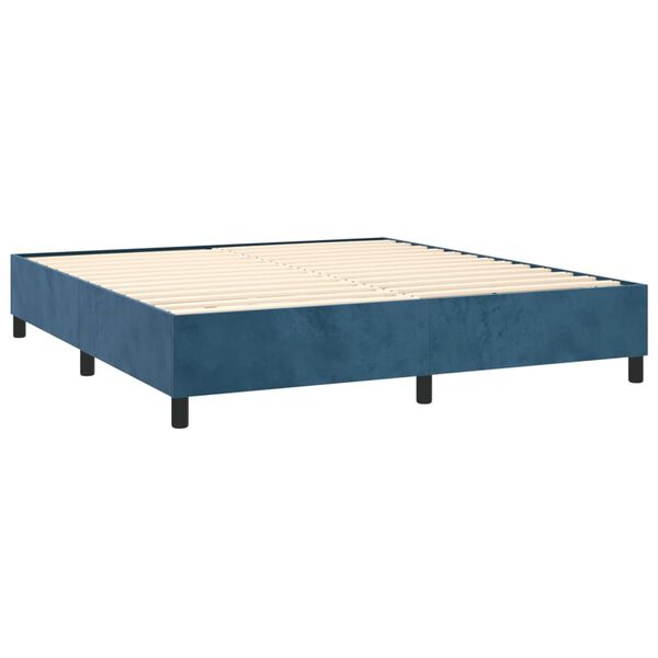 vidaXL Sommier &agrave; lattes de lit et matelas Bleu fonc&eacute; 200x200cm Velours