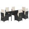 vidaXL Ensemble &agrave; manger de jardin coussins 7pcs Noir R&eacute;sine tress&eacute;e