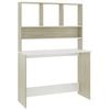 vidaXL Bureau avec &eacute;tag&egrave;res Blanc ch&ecirc;ne sonoma 110x45x157 cm Agglom&eacute;r&eacute;