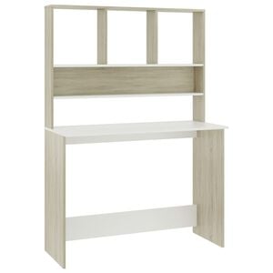 vidaXL Bureau avec &eacute;tag&egrave;res Blanc ch&ecirc;ne sonoma 110x45x157 cm Agglom&eacute;r&eacute;