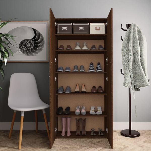 vidaXL Armoire &agrave; chaussures Ch&ecirc;ne marron 80x35,5x180cm Bois ing&eacute;nierie