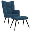 vidaXL Chaise de relaxation avec tabouret Bleu Velours
