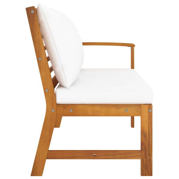 vidaXL Banc de jardin 114,5 cm avec coussin crème Bois solide d'acacia