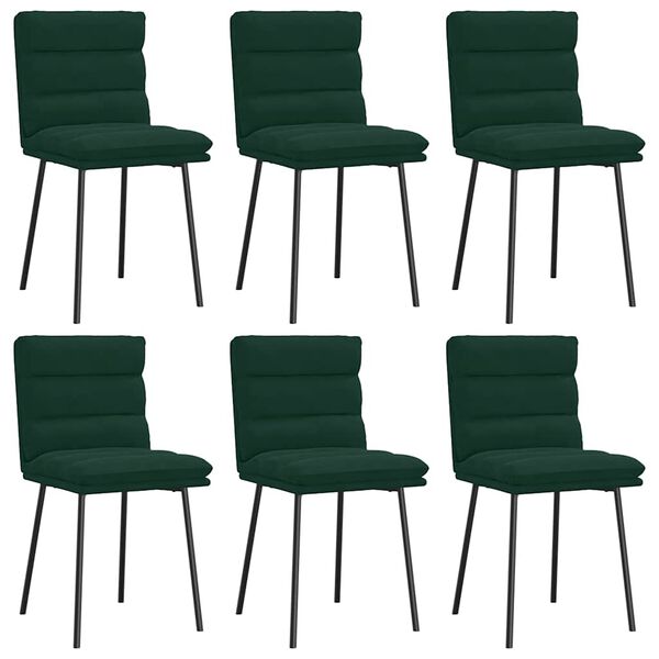 vidaXL Chaises &agrave; manger lot de 6 vert fonc&eacute; velours
