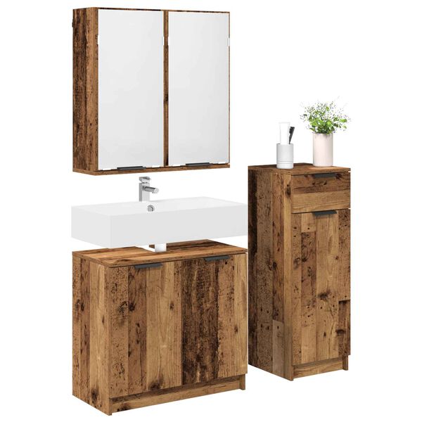 vidaXL Ensemble de mobilier de salle de bain 3 pcs Bois ancien