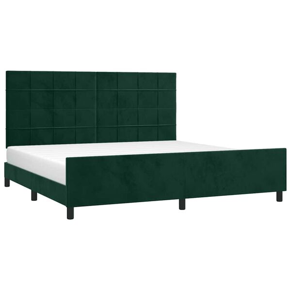 vidaXL Cadre de lit sans matelas vert fonc&eacute; 200x200 cm velours