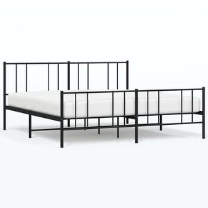 vidaXL Cadre de lit m&eacute;tal sans matelas avec pied de lit noir 193x203cm