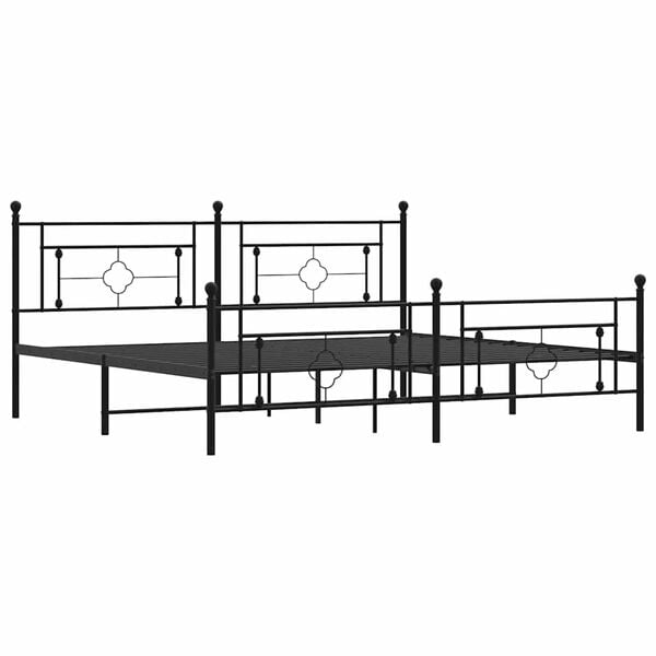 vidaXL Cadre de lit m&eacute;tal sans matelas avec pied de lit noir 193x203cm