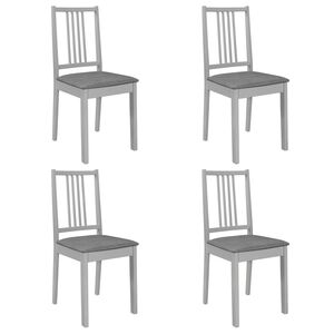vidaXL Chaises &agrave; manger avec coussins lot de 4 gris bois solide