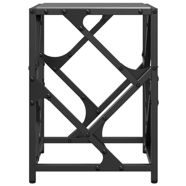 vidaXL Table basse avec dessus en verre noir 30x30x41 cm acier