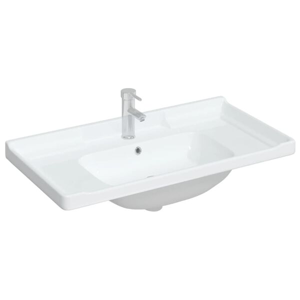 vidaXL &Eacute;vier salle de bain blanc 91,5x48x23 cm rectangulaire c&eacute;ramique