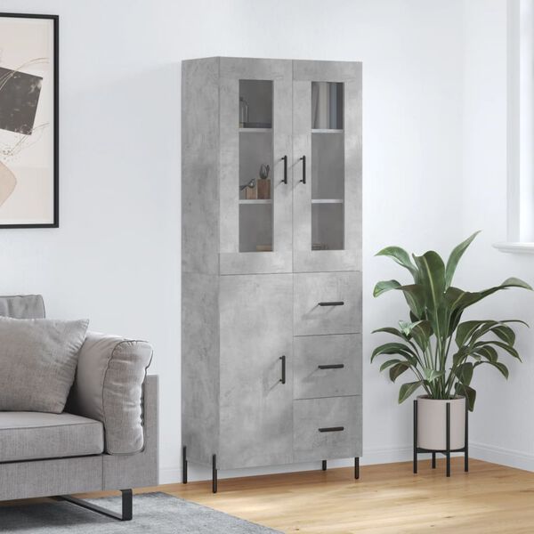 vidaXL Buffet haut Gris b&eacute;ton 69,5x34x180 cm Bois d'ing&eacute;nierie