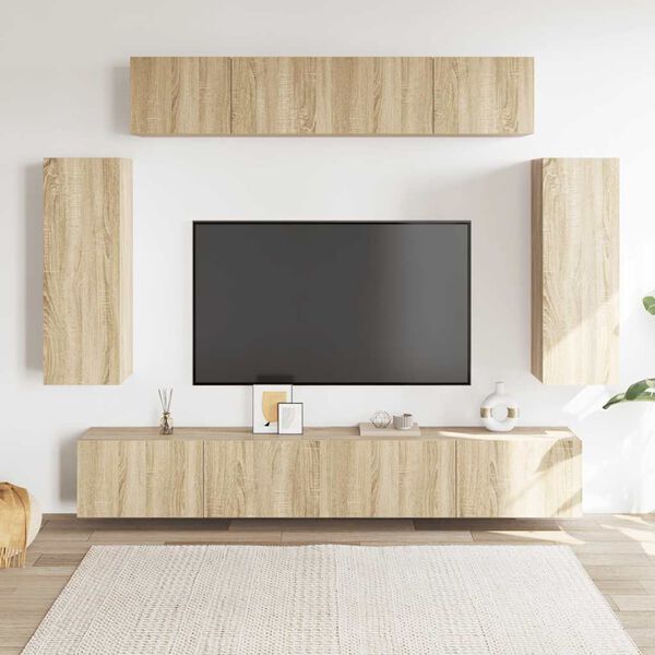vidaXL Ensemble de meuble TV 6 pcs Chêne sonoma Bois d'ingénierie