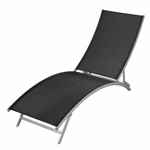 vidaXL Chaise longue Acier et textil&egrave;ne Noir
