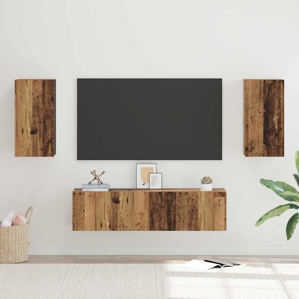 vidaXL Ensemble meuble TV 4 pcs Bois Ancien Bois d'ing&eacute;nierie