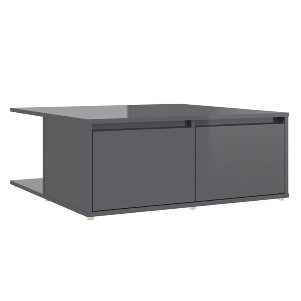 vidaXL Table basse gris brillant 80x80x31 cm bois d'ing&eacute;nierie