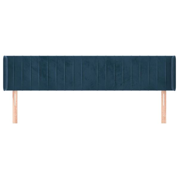 vidaXL T&ecirc;te de lit avec oreilles Bleu fonc&eacute; 163x16x78/88 cm Velours