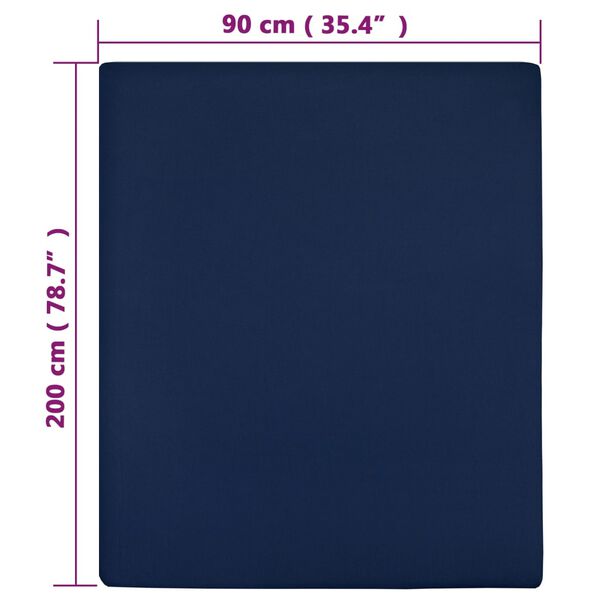 vidaXL Drap-housse Jersey Bleu marine 90x200 cm Coton