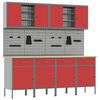 vidaXL Placard de travail 10 pi&egrave;ces Rouge Bois d'ing&eacute;nierie et acier