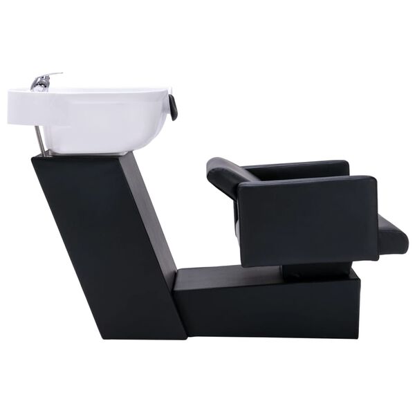 vidaXL Chaise de salon et lavabo Noir et blanc 129x59x82 cm Similicuir