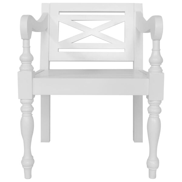 vidaXL Chaises Batavia lot de 2 blanc bois d'acajou massif