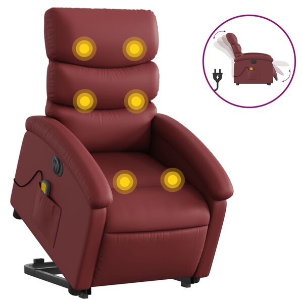vidaXL Fauteuil inclinable de massage &eacute;lectrique rouge bordeaux