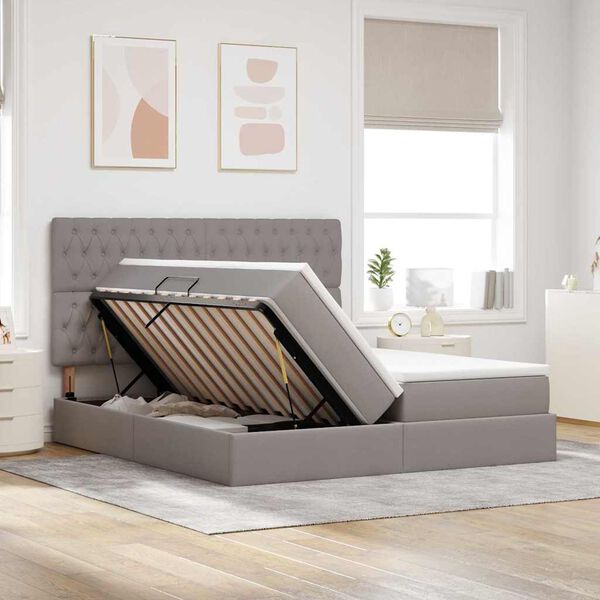 vidaXL Lit de Rangement Taupe 200 x 200 cm Cuir synth&eacute;tique