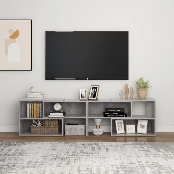 vidaXL Meuble TV Gris béton 149x30x52 cm Bois d'ingénierie