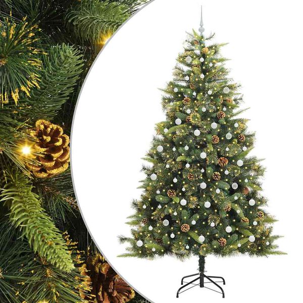 vidaXL Sapin de No&euml;l artificiel avec branches pliables et c&ocirc;nes 240 cm