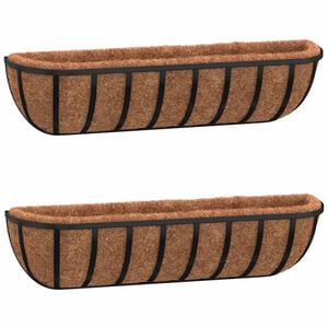 vidaXL Jardini&egrave;res murales 2 pcs en coco noir 61x19x16 cm acier